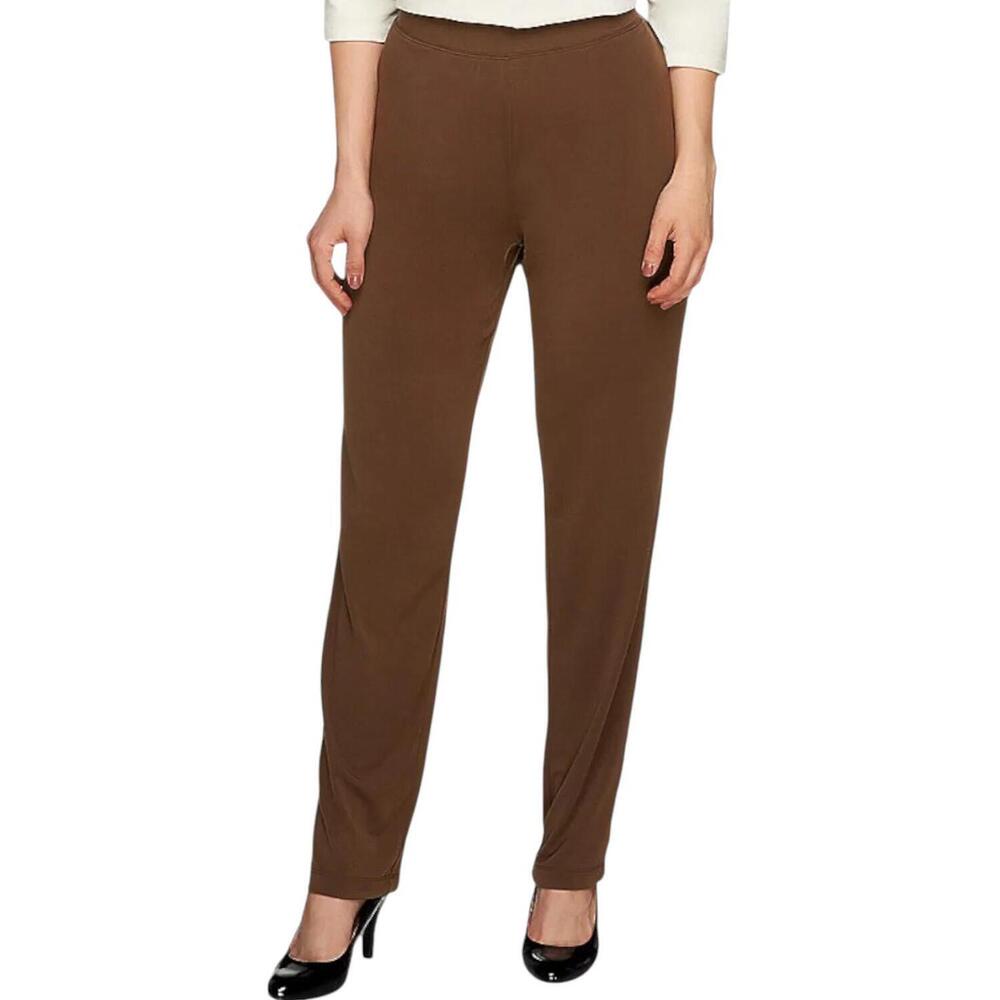 Susan Graver Women's Liquid Knit Straight Leg Pants Vintage Brown - Regular